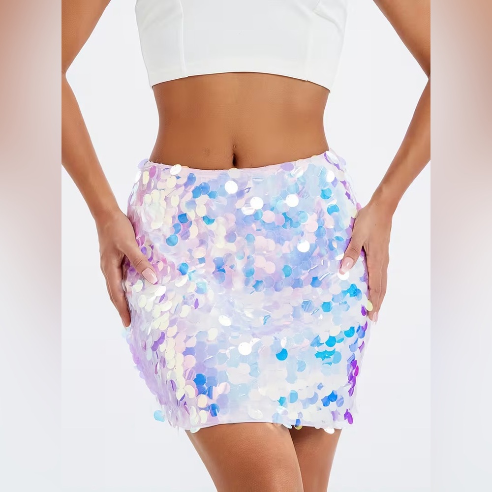 Sequin Mini Skirt - Pastel Iridescent